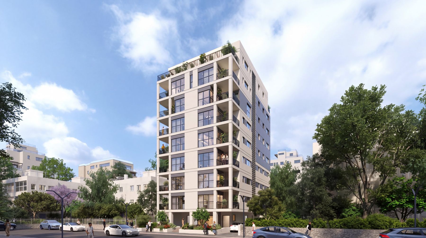 הדמיית הבניין ברחוב אמנון ותמר 21 מהרחוב